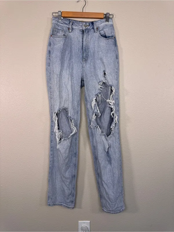 Pacsun Blue 90s Boyfriend Heavily Distressed Jeans Womens 27 Casual Denim - Image 13