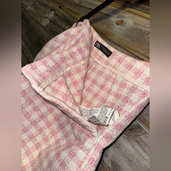 ZARA Pink Plaid Mini Skirt/shorts XS - Image 6