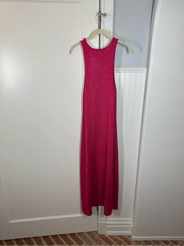House of Harlow HOH1960 Magenta pink Sequins Knit Maxi Dress size medium summer - Image 8