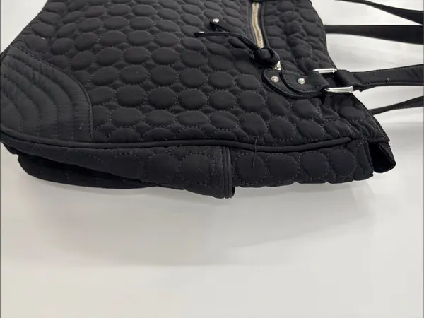 Vera Bradley Black Quilted Shoulder Tote with Front Zip Pocket - Image 9