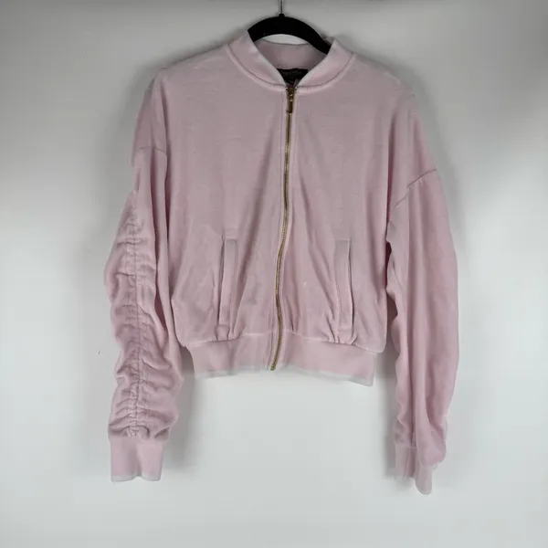 Juicy Couture Black Label Baby Pink Velour Zip Bomber - Image 4