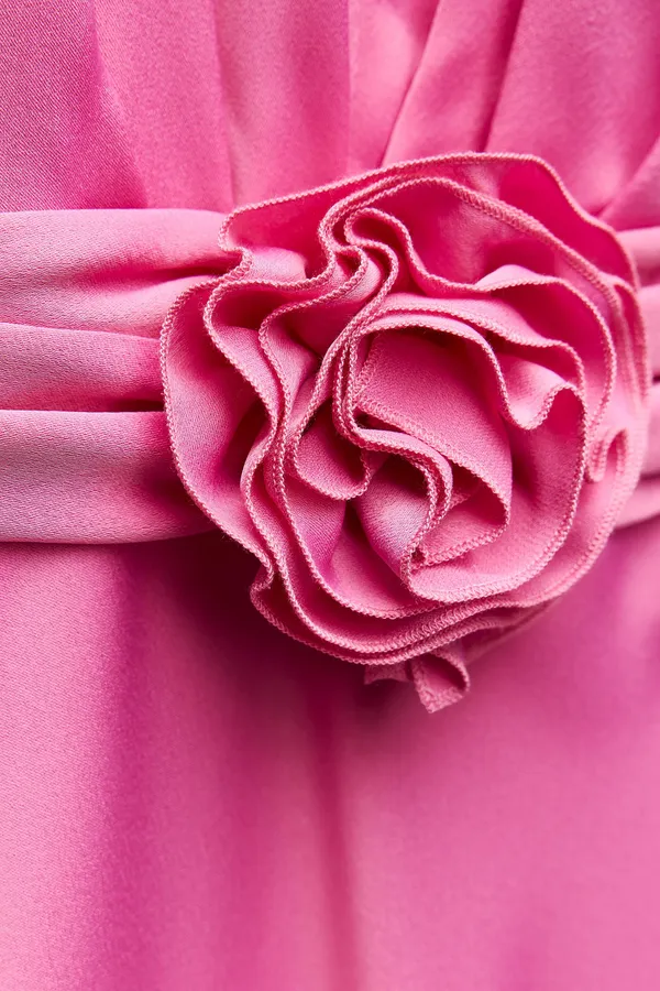 maxi dress pink satin effect floral tie scarf wedding party cocktail - Image 11
