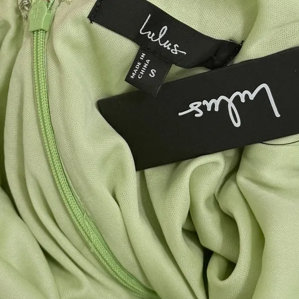 Lulus Faelyn Light Green Strapless Ruffled Midi Dress size Small NWT - Image 7