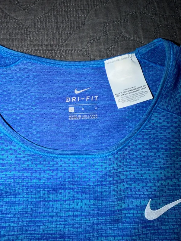 NIKE Dri-Fit Blue & Blue Long sleeve Activewear Top - Image 2