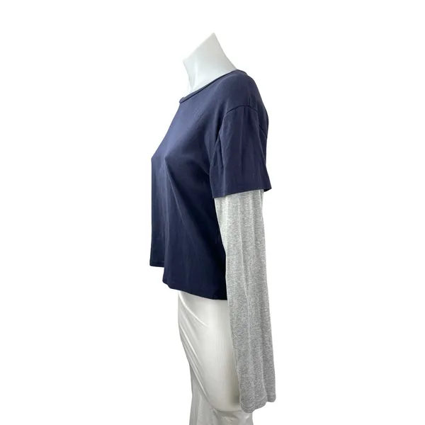 Edikted Women's Navy Blue Long Sleeve Basic Cropped T Shirt Tee Top Size XL - Image 4