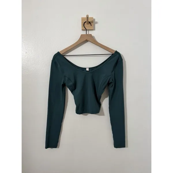 Lululemon Align Long Sleeve Shirt Green Jasper Sz 4 Athletic Pilates Crop Top - Image 3