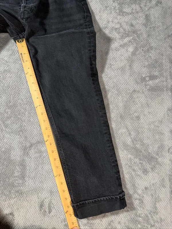 AGOLDE Size 31 High Rise Straight Leg Jeans Washed Black Button Fly Cuffed Hem - Image 10