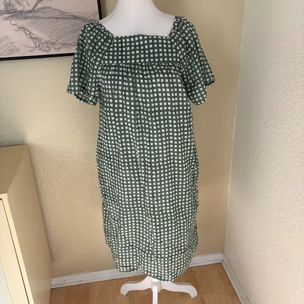 INDIA COLLECTION Emerson Fry Colette Dress In‎ Moss Gingham Size XS/S Cotton - Image 2