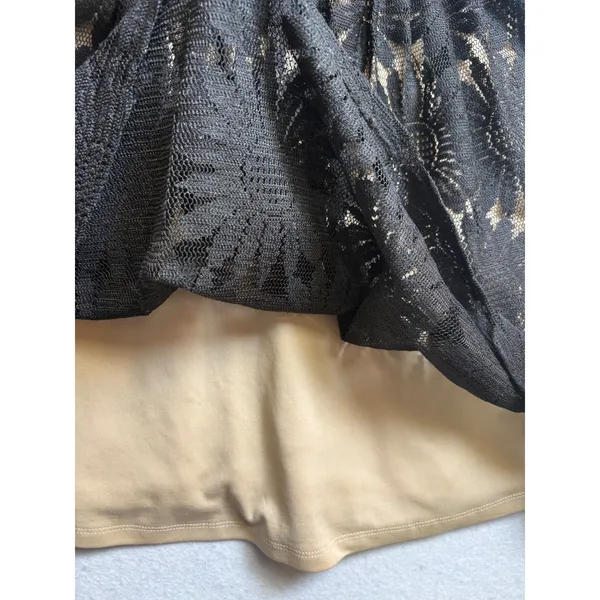 Socialite Black Floral Lace Sleeveless Mini Dress Tan Lining Size L - Image 4