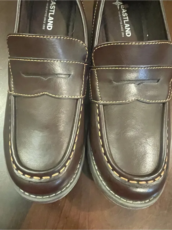 Eastland Holly Brown Chunky Penny Loafers Block Heel Lug Sole Women 9.5 - Image 10