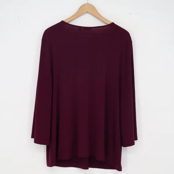 Apt. 9 Blouse Womens 1X V-Neck Burgundy Rhinestone Medallion Stretch Excellent - Image 5