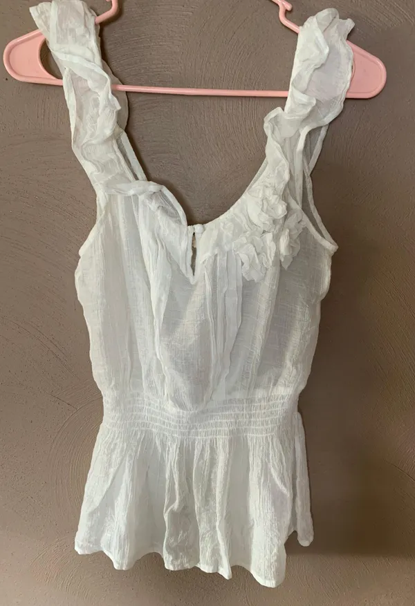 mine White Ruffled Strap Tank - Image 6