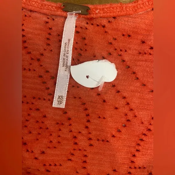 FREE PEOPLE Rally Tank‎ Top Orange Perforated Peplum Summer Tank EUC XS - Image 5