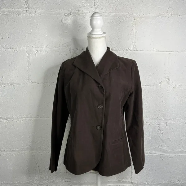 Eileen‎ Fisher Women's Brown Cotton Blend 3-Button Blazer Size Small - Image 2