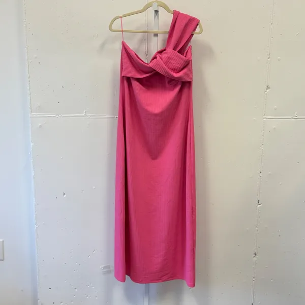 NWT Anthropologie Porridge Antonia Twist-Front Ribbed Pink Maxi Dress XL Stretch - Image 2