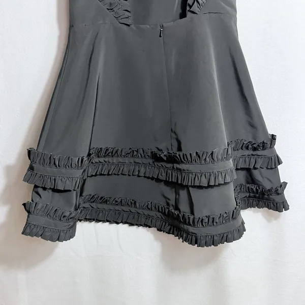 Alexis Black Ruffled Trim Sleeveless Open Back Fit & Flare Mini Dress Size L - Image 8