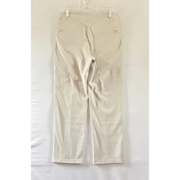 Athleta Womens light Gray Pintuck Straight Leg Zipper Pocket Casual Pants Size M - Image 2