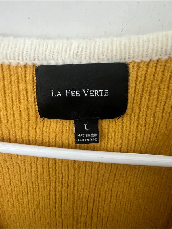 Anthropologie La Fee Verte Mustard Yellow Open Front Cardigan Coat sz L ✔️ - Image 5