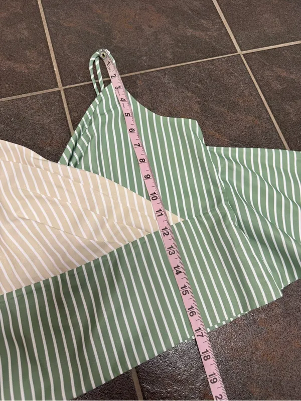 Mare Mare x Anthropologie Tie Front Striped Wrap Tank Top Green Beige Medium - Image 11