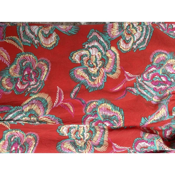 Resort Boho Floral Wide Leg Pants Z Supply Dante Tango Red Cruise Rayon M - Image 4