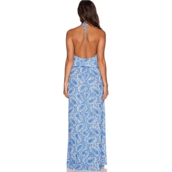 Womens Show Me Your Mumu Sea Breeze Blue Halter Maxi Dress - Sz L - Image 2