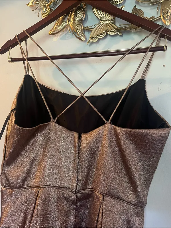 Blondie Nites Metallic Champagne Evening Gown - Image 3