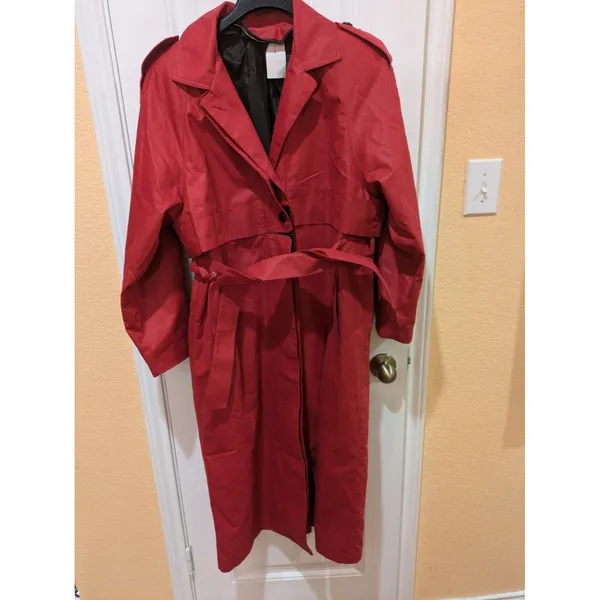 London Fog By Wamsutta Thinsula Lined Red Trench Coat Woman’s 8 Regular - Image 3