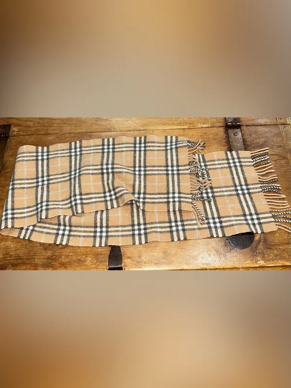 Burberry Nova Check Scarf Camel Plaid Merino Wool Cashmere Blend Made inScotland - Image 4