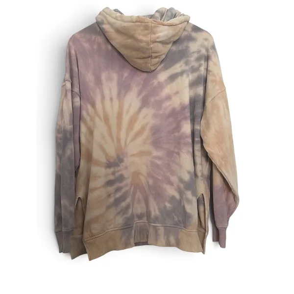 American Eagle Women Tie Dye Oversized Hoodie Purple Tan Side Slit Sweatshirt XS - Image 5