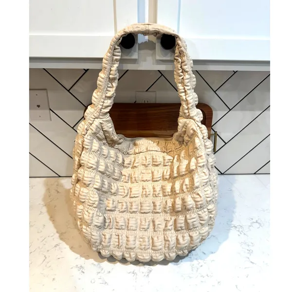Jason Wu vegan leather puffer hobo handbag quilted bubble texture minimalist - Image 3