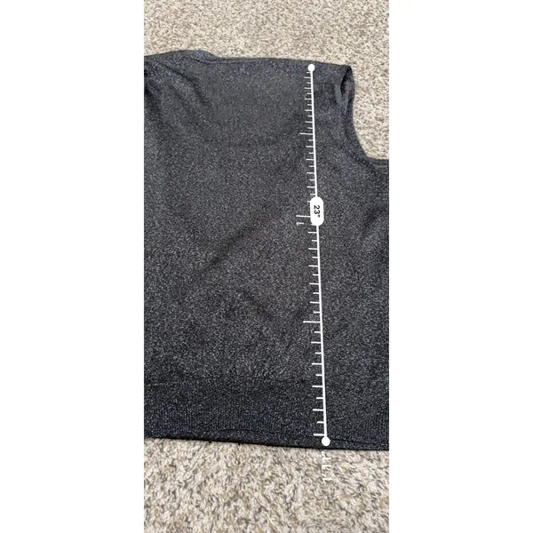 White House Black Market Grey Metallic Knit Surplice Wrap Sleeveless Top M - Image 7