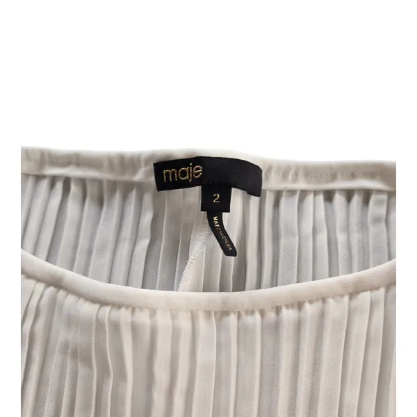 Maje Pleated White Blouse Size: 2 - Image 2