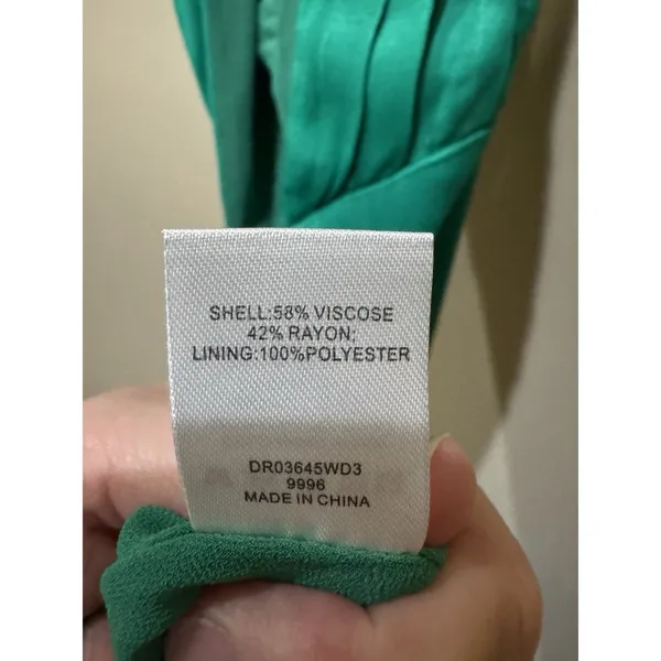 MESHKI Claire Satin Drape Back Maxi Dress in emerald green Size Medium - Image 7