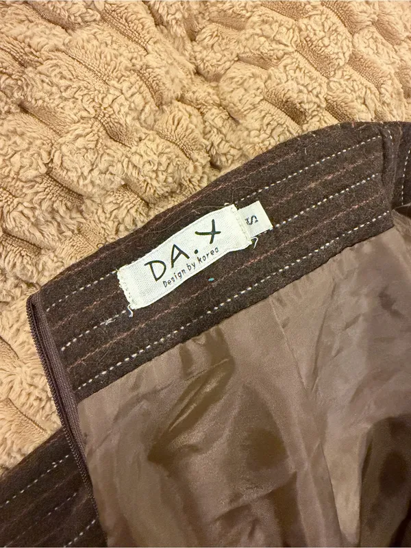 Vintage DAX Brown Pinstripe A-Line Flounce Skirt - Image 4