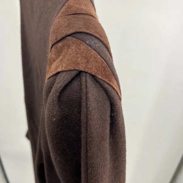 Jofeld wool trench suede double breasted 80s vintage coat 14 structured brown - Image 5