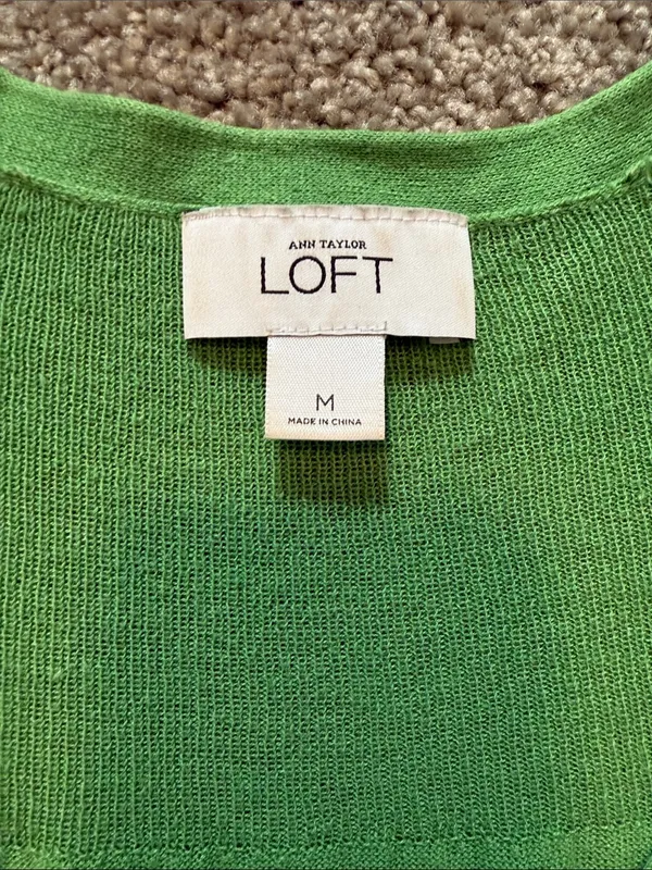 Loft| Green Scoop Neck Lightweight Long Sleeve Sweater with ribbed accents - Image 12