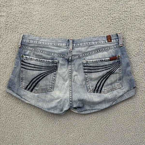 7 For All Mankind Dojo Denim Jean Shorts 2" Low Rise Festival Retro Women's 31 - Image 2