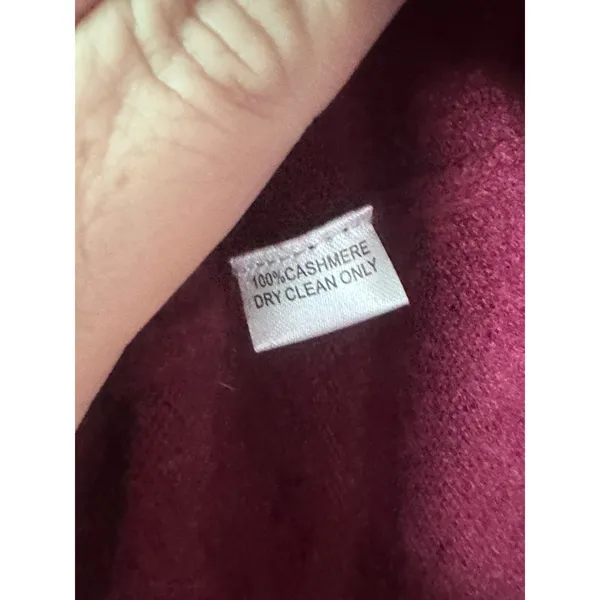 Barrow & Grove Womens Burgundy‎ 100% Cashmere Crewneck Sweater Medium Preppy - Image 4