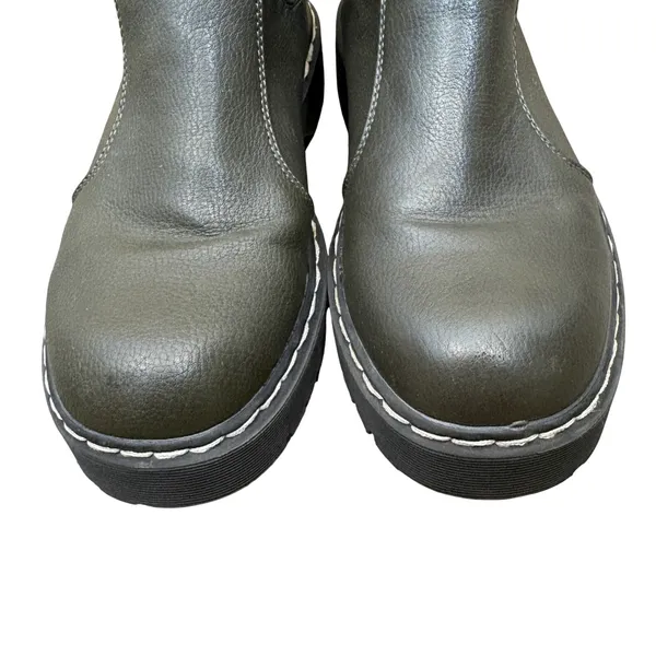 Sincerely Jules Hippie Olive Green Platform Lug Sole Chelsea Boots Size 6.5 M - Image 3