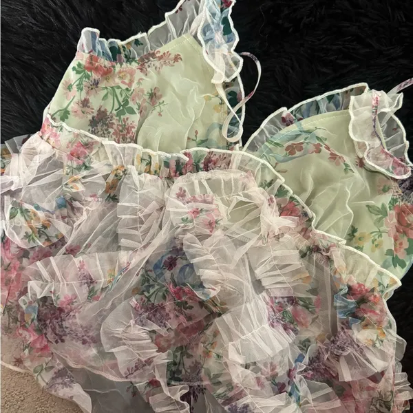 LoveShackFancy Like Floral Ruffle Tank Top - Image 3