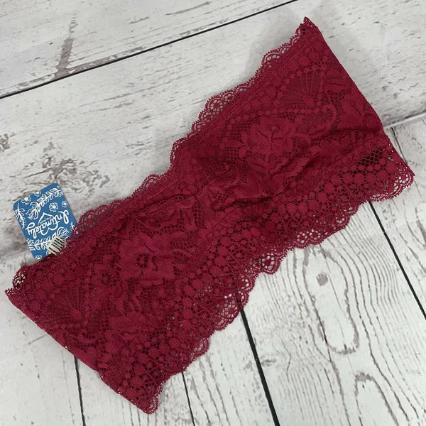 Free People Intimately Bandeau Bra Lacey Looks Burgundy Small Strapless New Red - Image 2