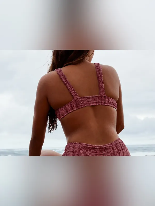 NWT Free People Seea Brasilia Bikini Top - Ripa brown red motif - medium - Image 4