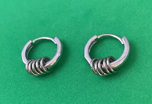 925 Silver Plated Small Hoop Earrings for Men Women,Silver Hoop Earrings,Punk Hip Hop Earrings - Image 2
