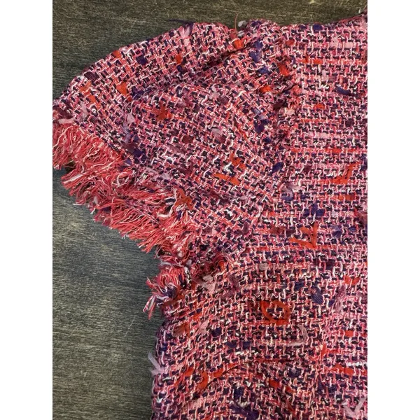 Kate Spade New York Flutter Sleeve Tweed Dress Pink Size 12 Jackie O Preppy‎ - Image 5