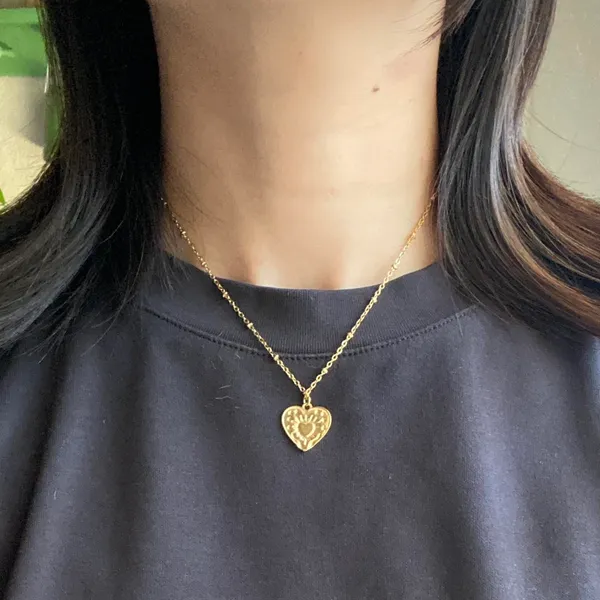 Handmade gold tone stainless steel celestial whimsical boho heart necklace🌟 - Image 6
