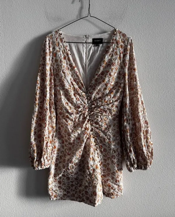 Bardot Broderie Dress 4/XS Tan Paisley - Image 3
