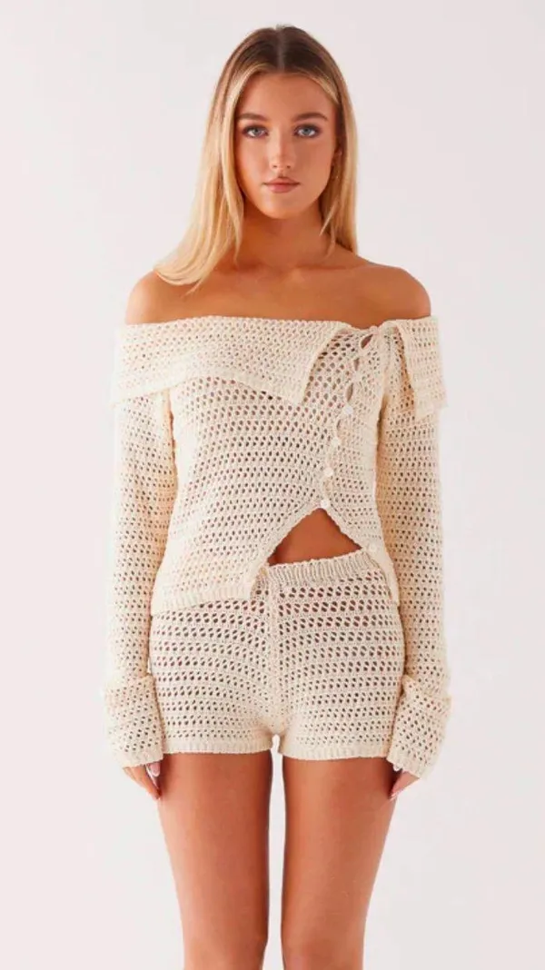 Peppermayo Sierra Crochet Long sleeve Top - Image 2