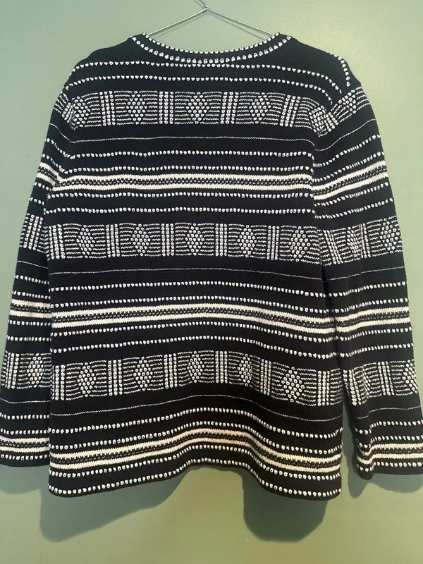 LOFT Outlet Cardigan Sweater Boho Textured Stripe Women's M Festival Cozy Fall - Image 5