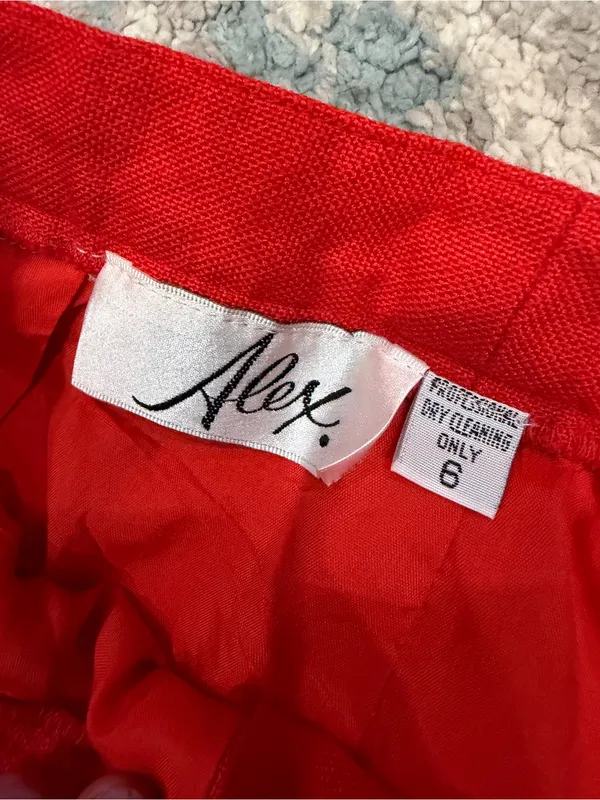 Vintage Alex Red Linen Pants High Waist Size 6 27” Inseam - Image 4