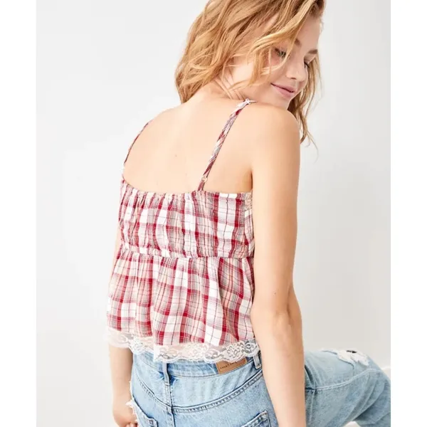 Brand New American Eagle Women's Size Medium Red White Sleeveless Cropped Top - Image 2